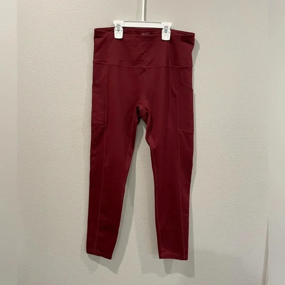 Layer8 lux leggings cranberry red womens medium with pockets